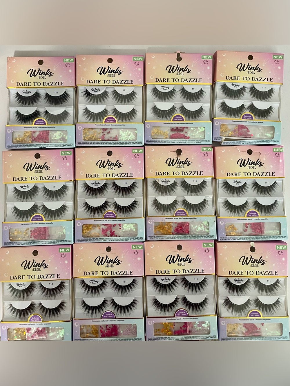 Wink Dare to Dazzle False Lashes - Black #111 lot of 12 packs 24 pairs